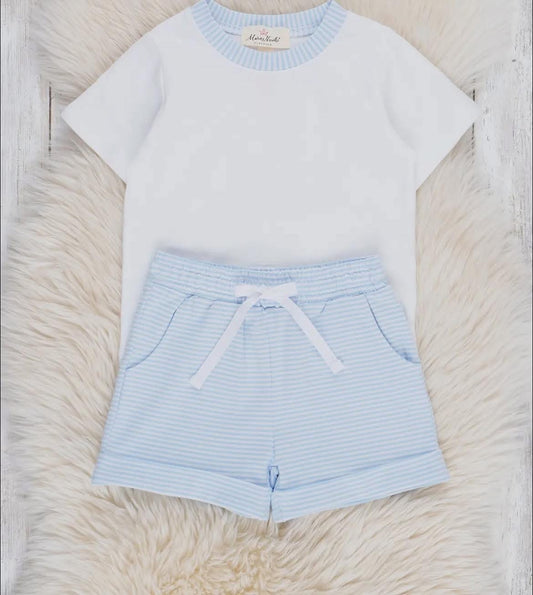 Boys blue & white short set