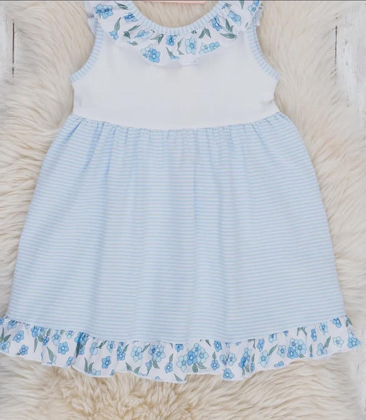 Blue & White Floral stripe dress