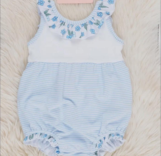 Blue & White Stripe and Floral Bubble
