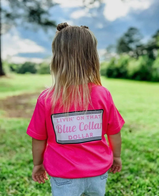 Blue collar Pink Kids Shirt