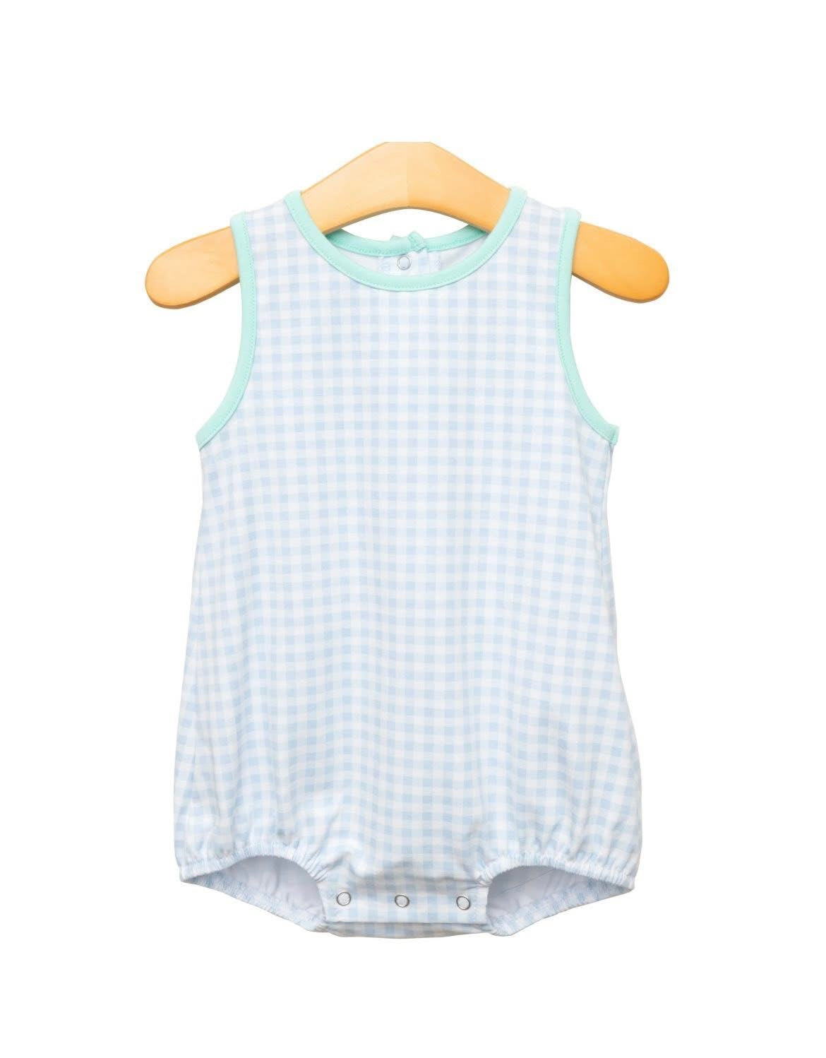 Blue Gingham and Mint Bubble