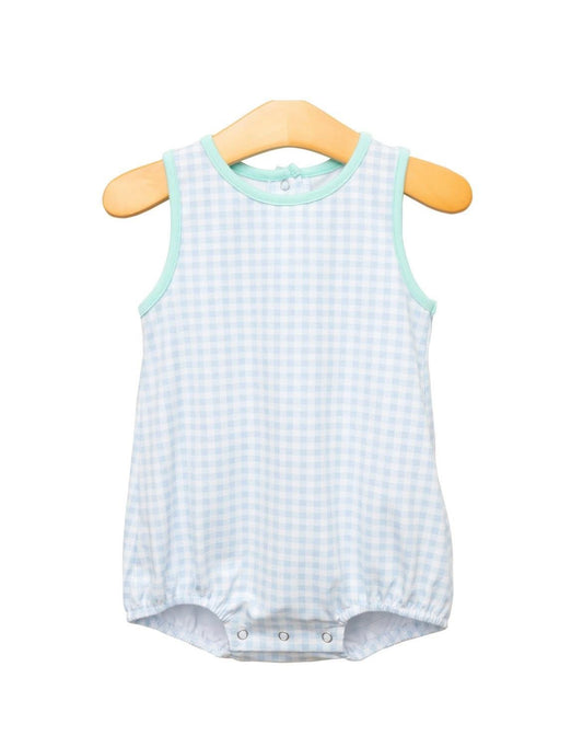 Blue Gingham and Mint Bubble