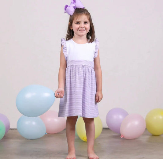 Jellybean Sophia Dress- Lavender Stripe