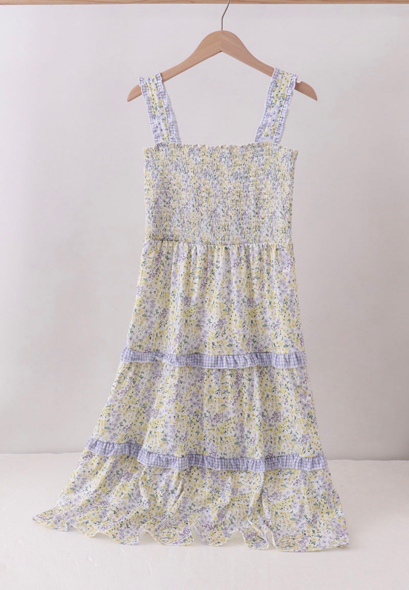 Golden Meadow Floral Smocked Tiered Dress
