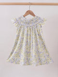 Golden Meadow Floral Smocked Girls Dress
