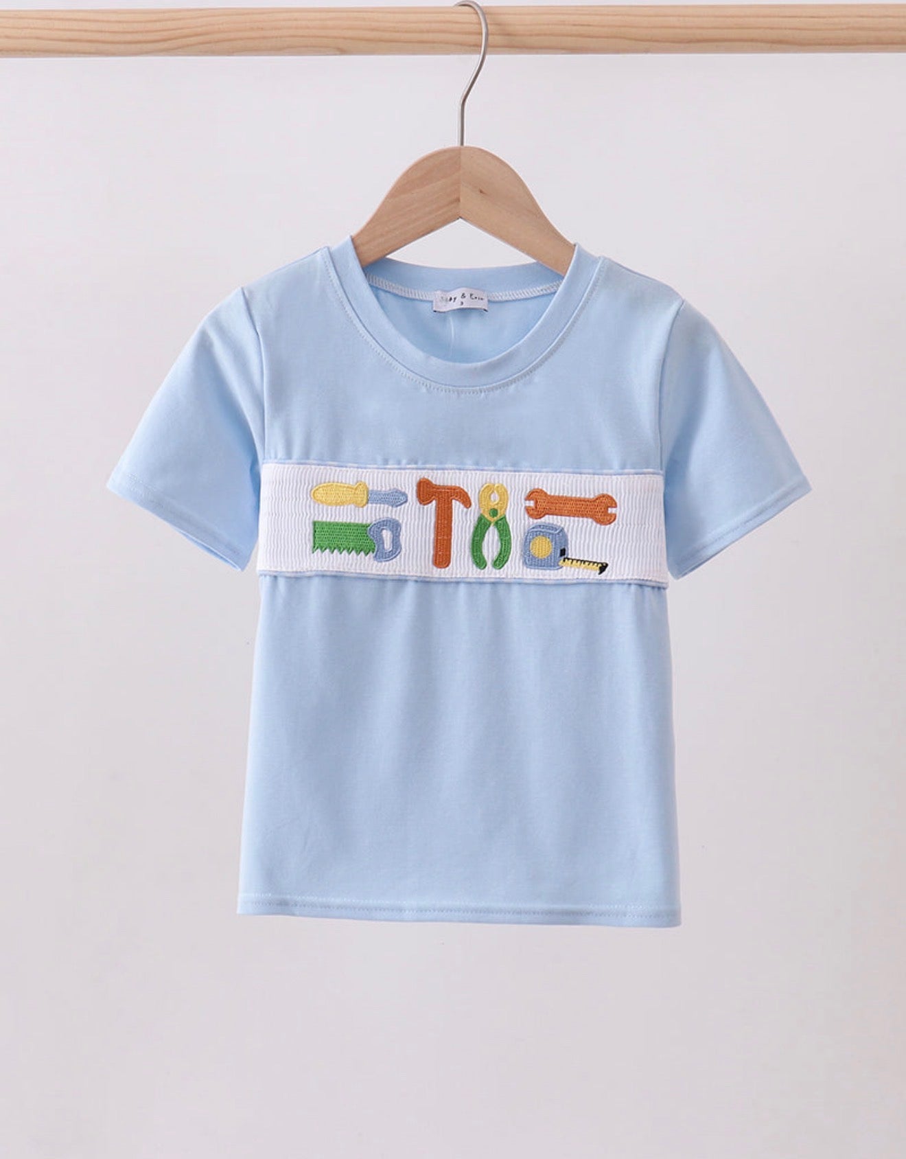 Blue Tool Smocked Top