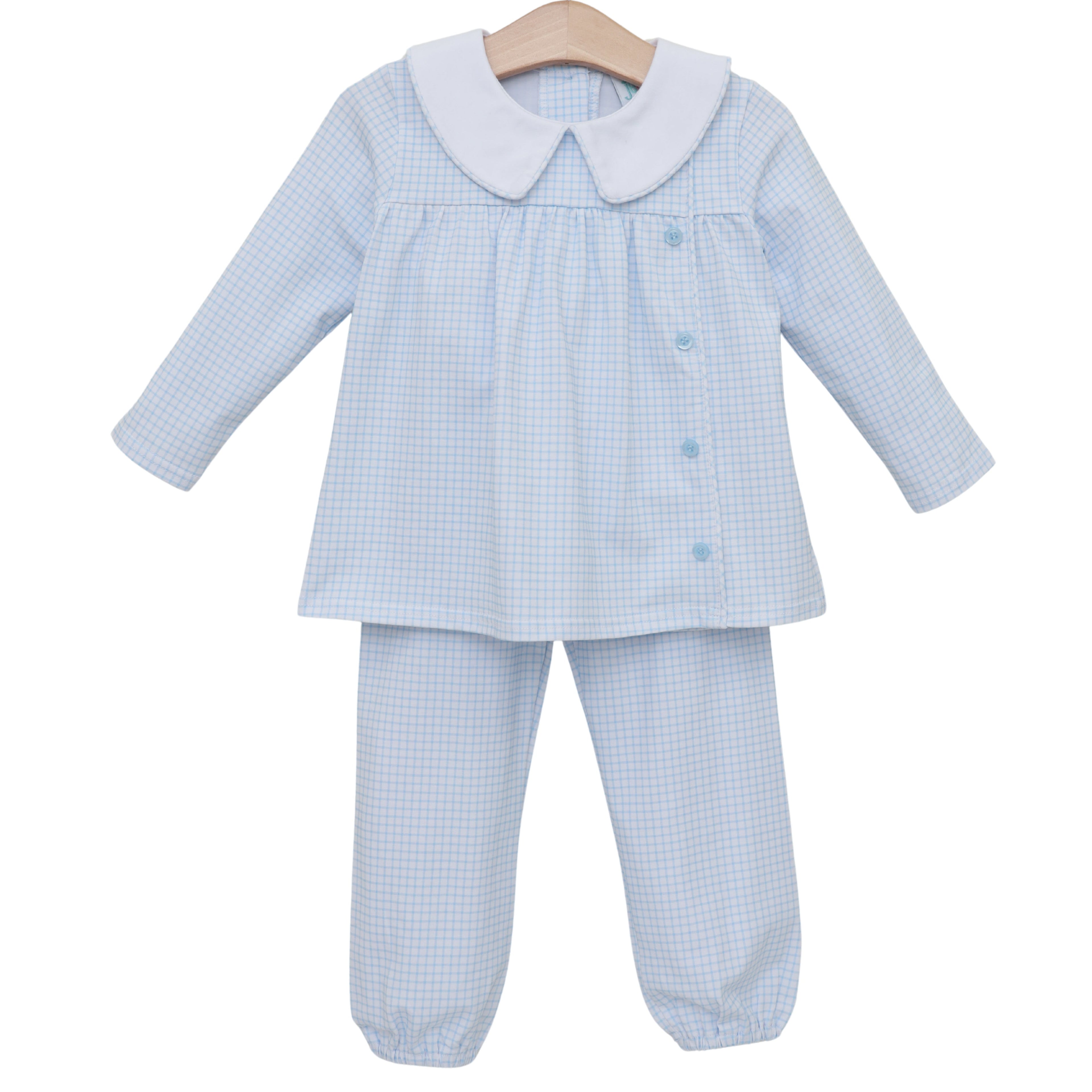 Liam Bloomer Pants Set - Light Blue Windowpane