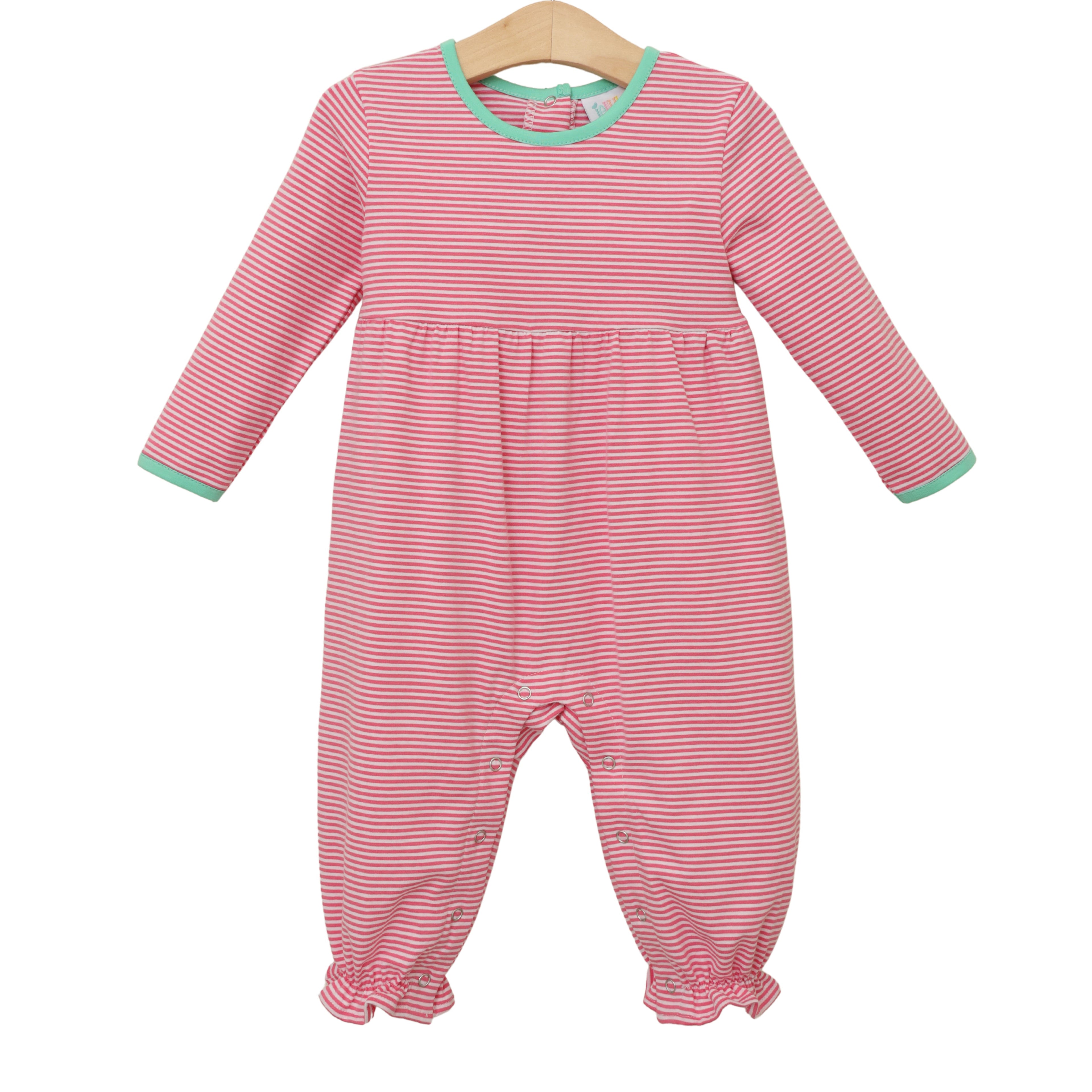 Sadie Romper - Pink Stripe / Mint