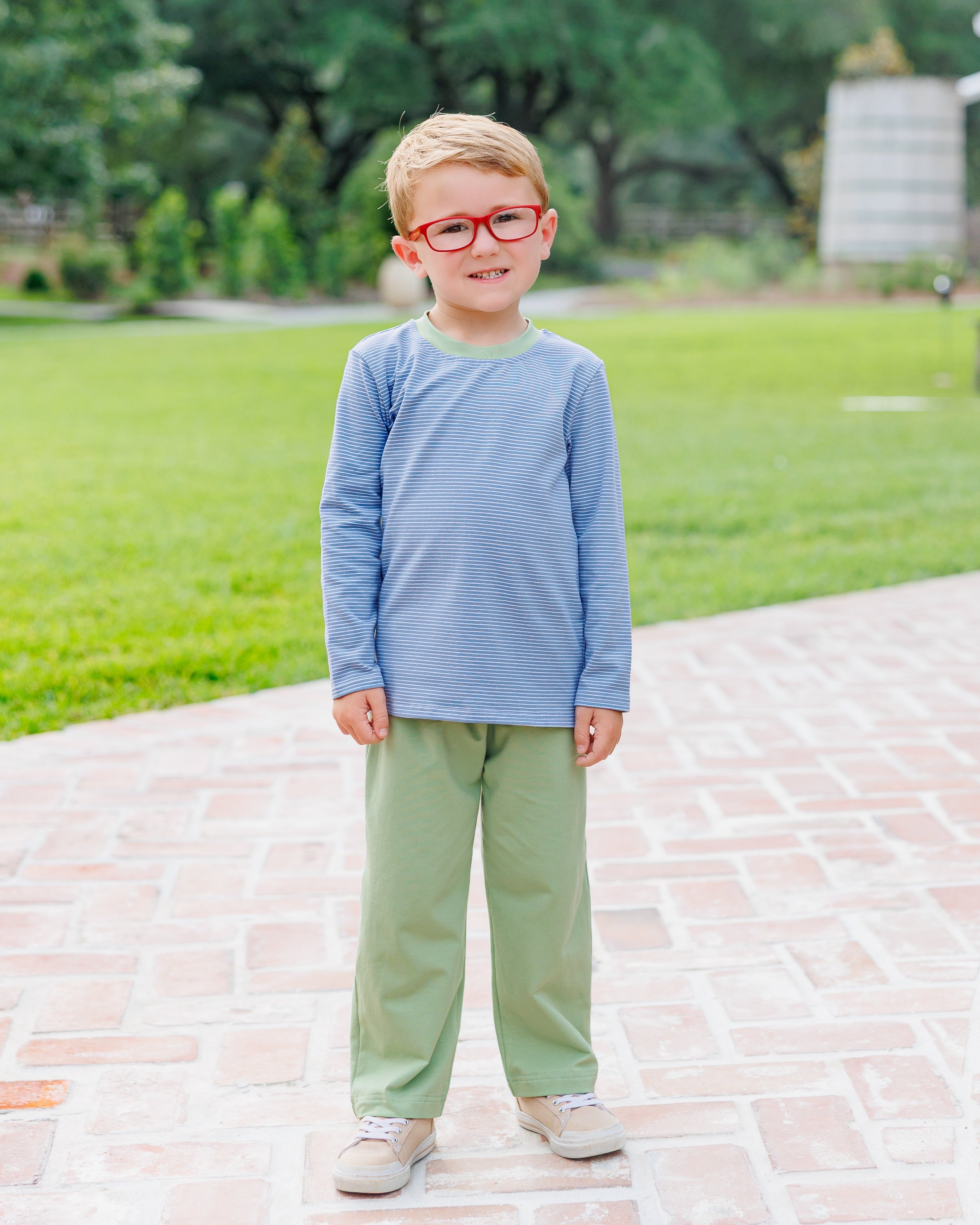 Thomas Pant Set - Dusty Blue Stripe / Sage