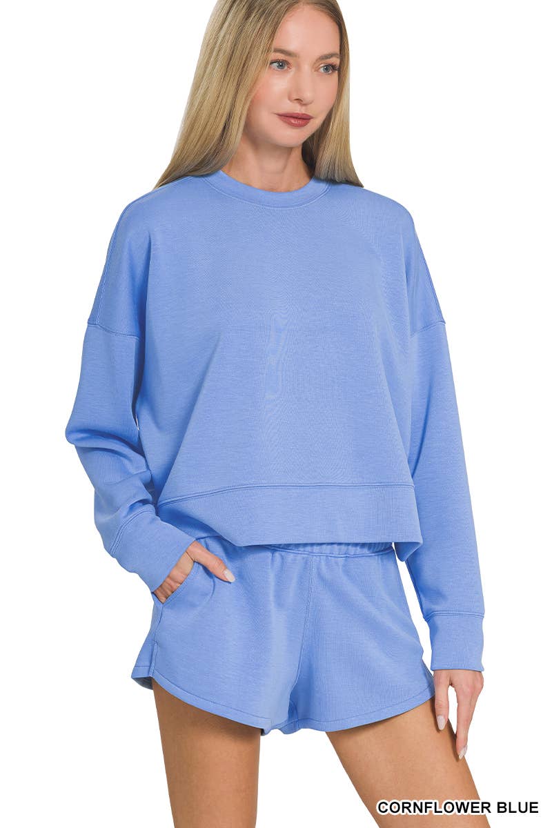 Scuba Long Sleeve Sweatshirts & Shorts 2PC Set - Zenana