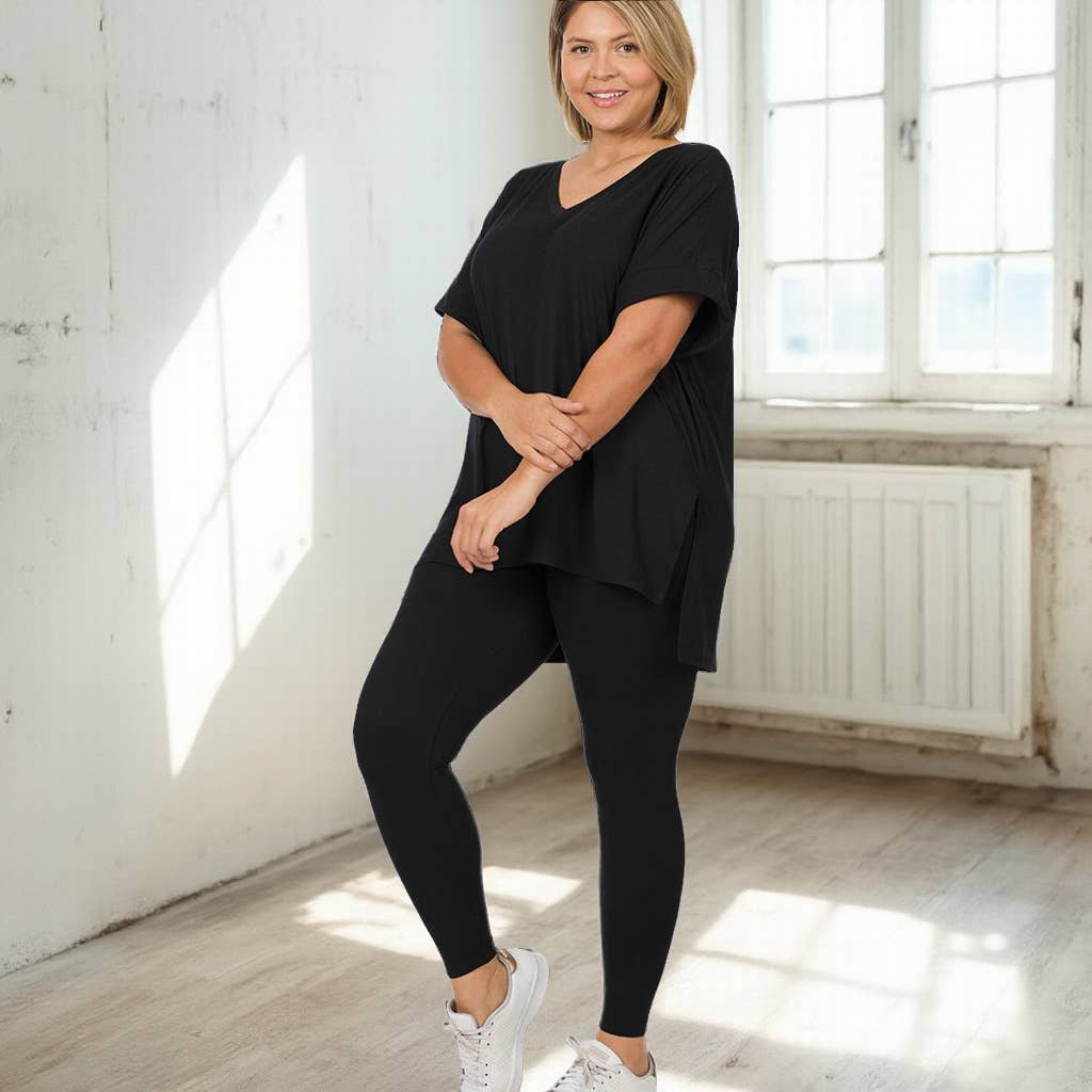 `Plus Microfiber Loungewear Set - Zenana