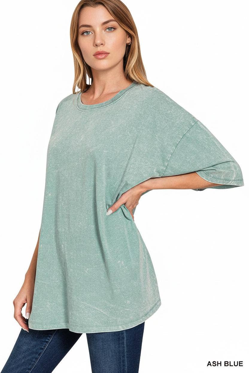Acid Wash Oversized Cotton Tee - Zenana