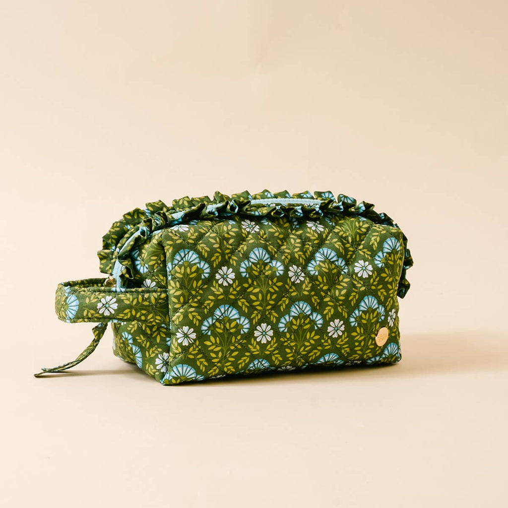 Essentials Quilted Cosmetic Pouch–Everbloom Forest Green