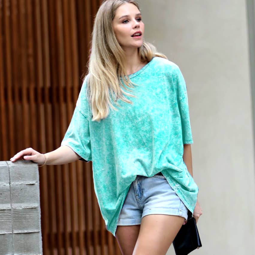 Acid Wash Oversized Cotton Tee - Zenana