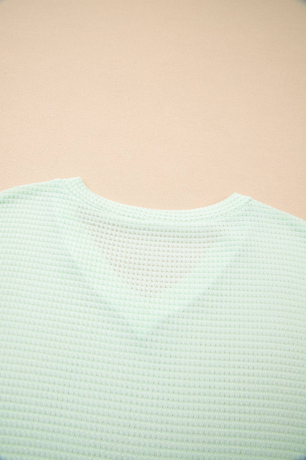 Plus Size Waffle V Neck Short Sleeve Knit Top (S-4X)