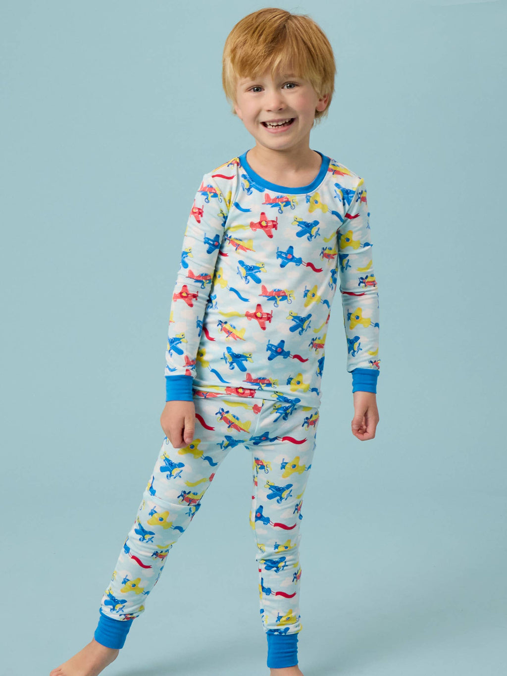 SoftSnooze™ Kids Bamboo Viscose Plane Parade Long Sleeve Pajama Set