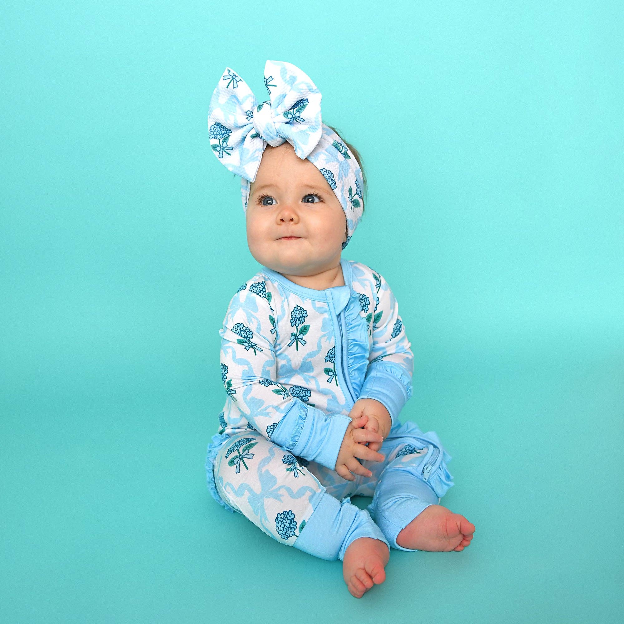 Savannah RUFFLE ZIP Bamboo One Piece Floral Baby Outfit