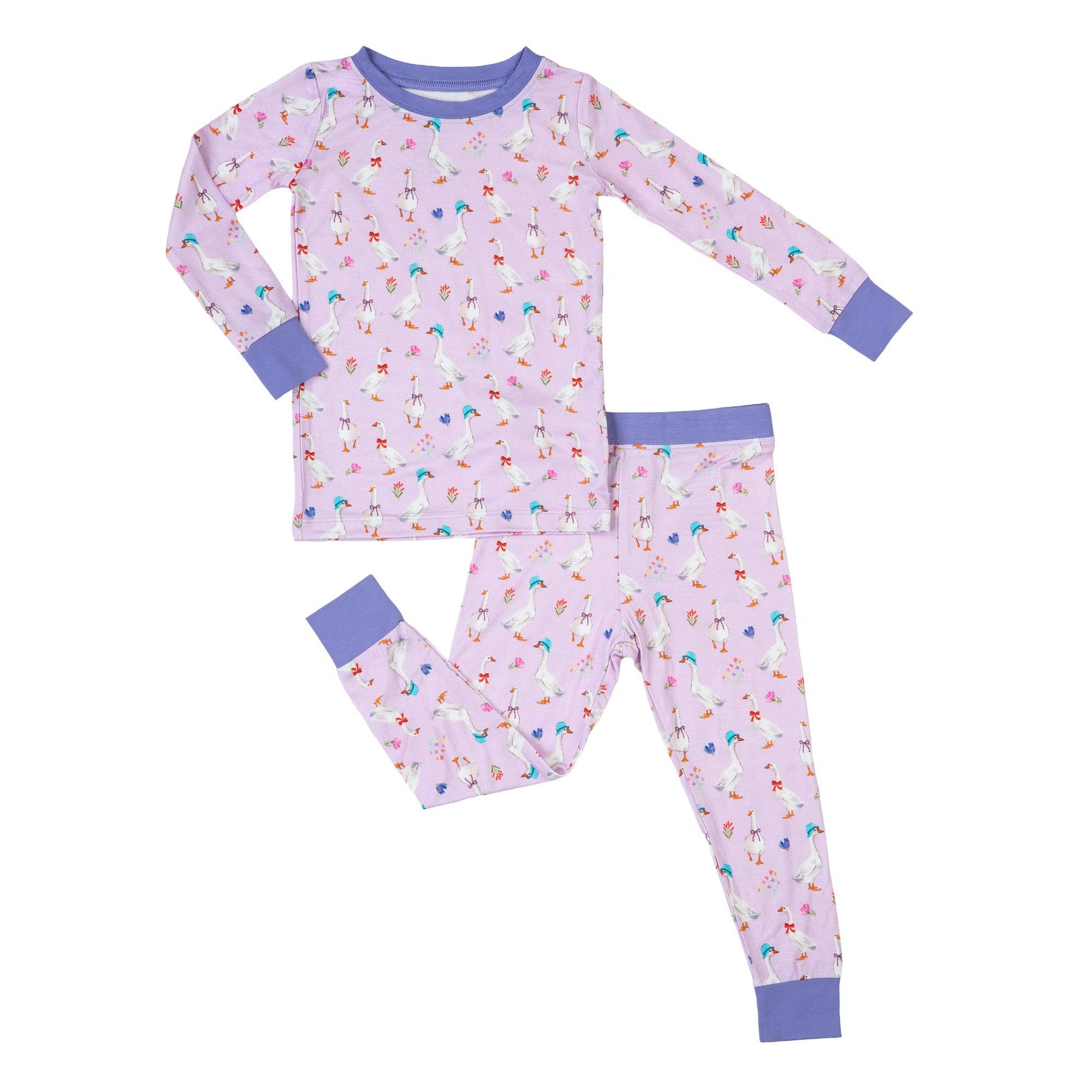 Kids 2-Piece Bamboo Pajama Long Sleeve Set Goose Parade