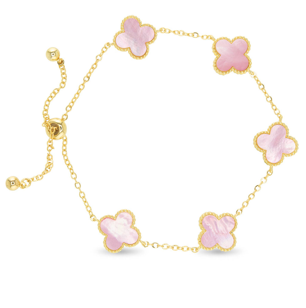 Gold Mother Of Pearl Clover Bracelet