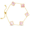 Gold Mother Of Pearl Clover Bracelet