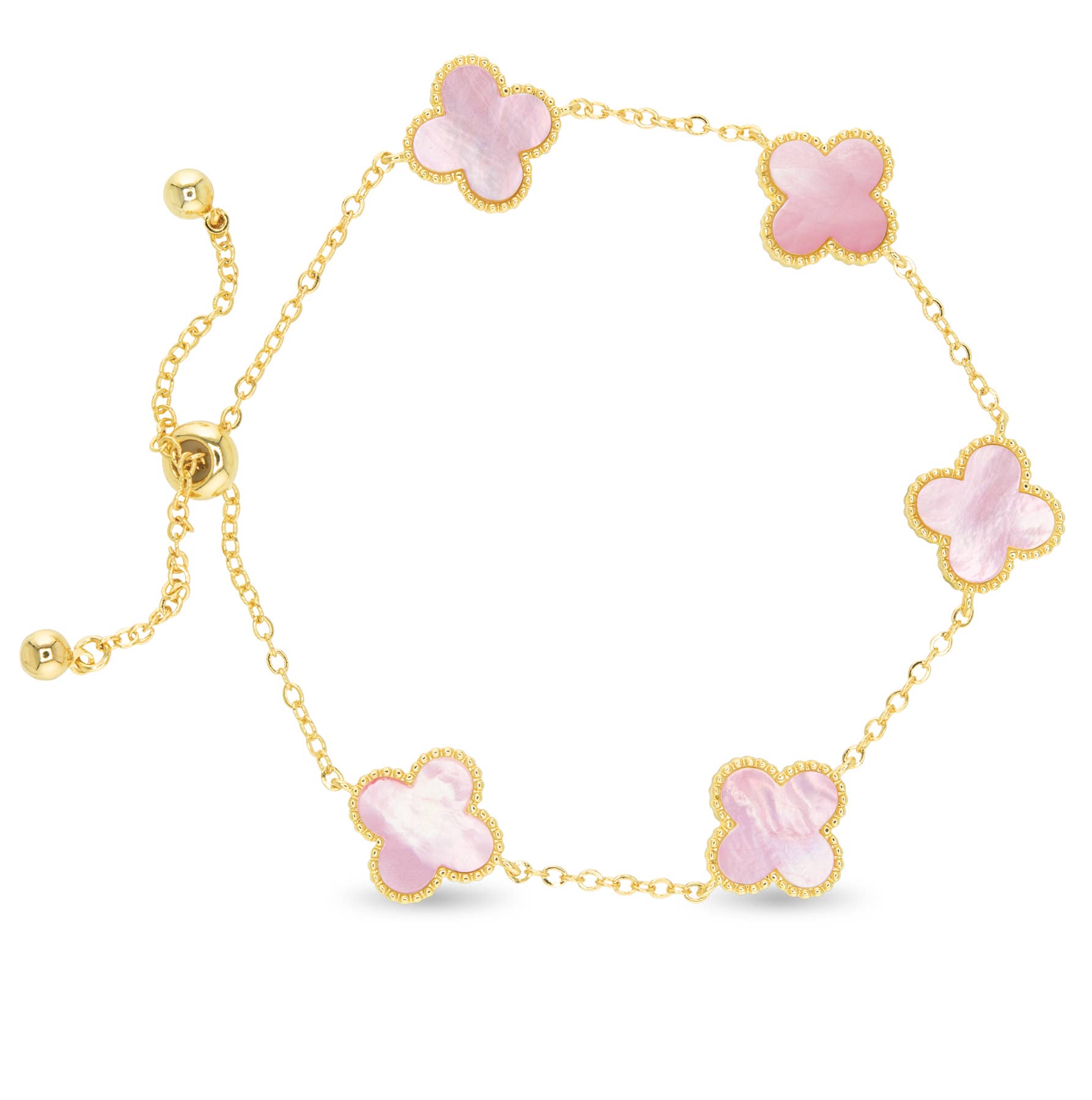 Gold Mother Of Pearl Clover Bracelet
