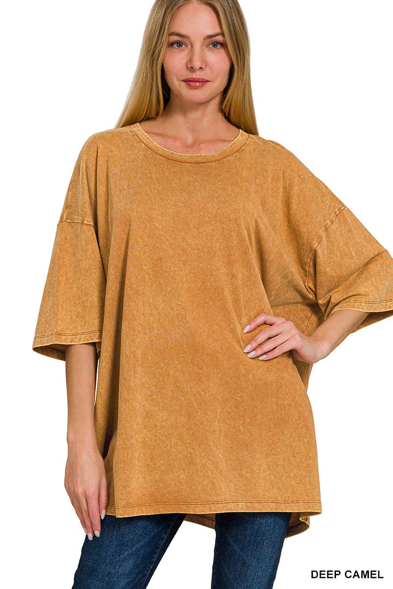 Washed Cotton Oversized Tee Zenana