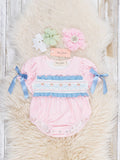 Dainty Bow Smocked Bubble Romper