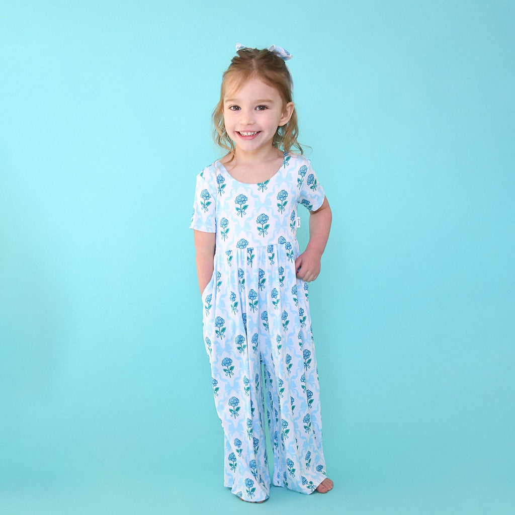 Savannah WIDE LEG ROMPER Bamboo Floral Kids Clothing Outfit