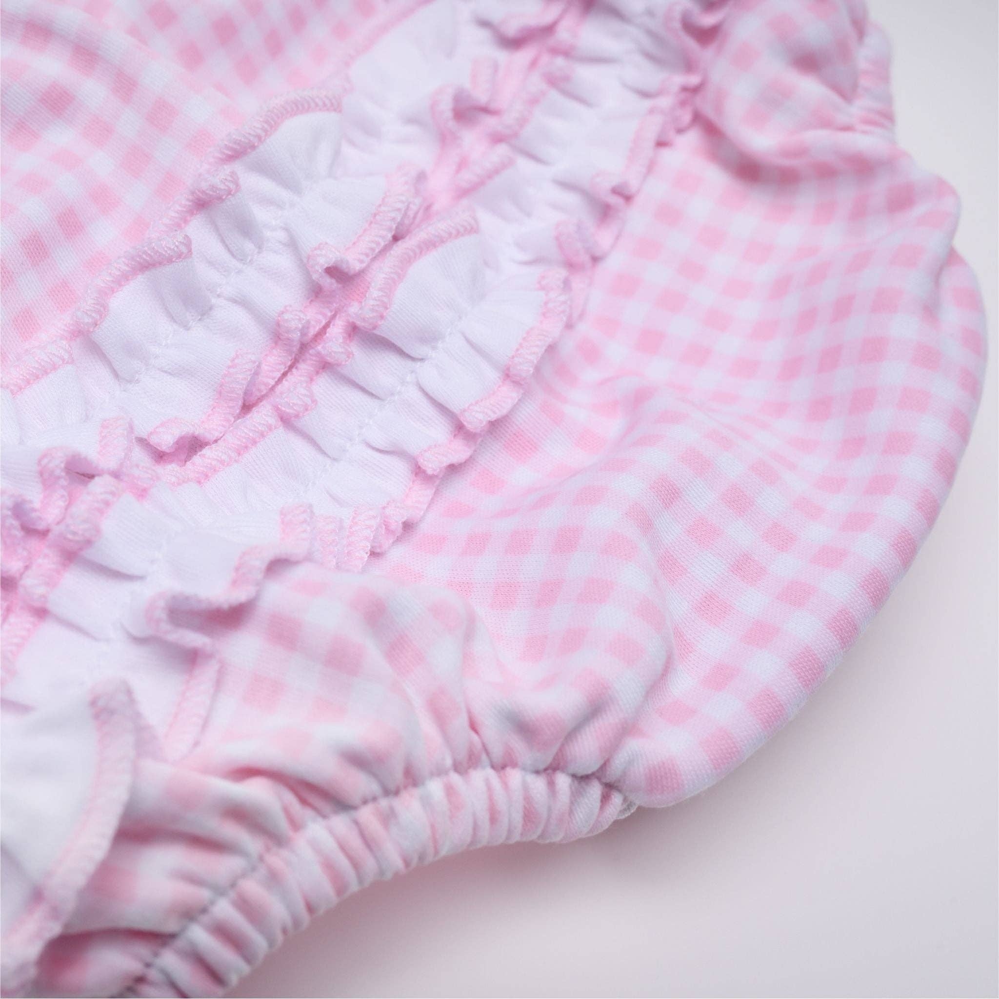 Mini Checks Short Sleeve Bubble - Pink