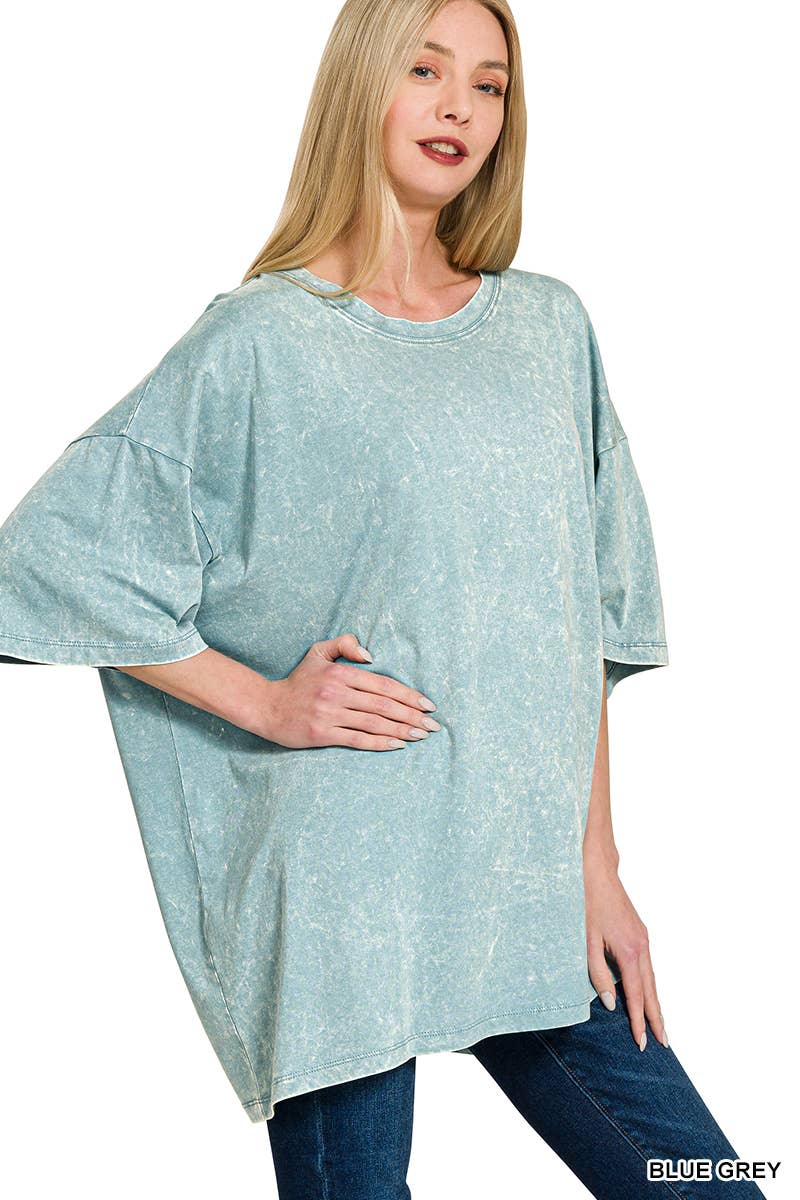 Acid Wash Oversized Cotton Tee - Zenana