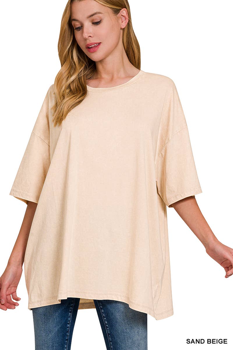 Acid Wash Oversized Cotton Tee - Zenana