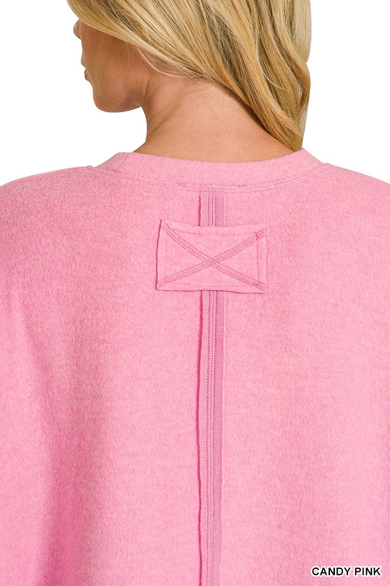 Brushed Melange Hacci Center Seam Oversized Sweater