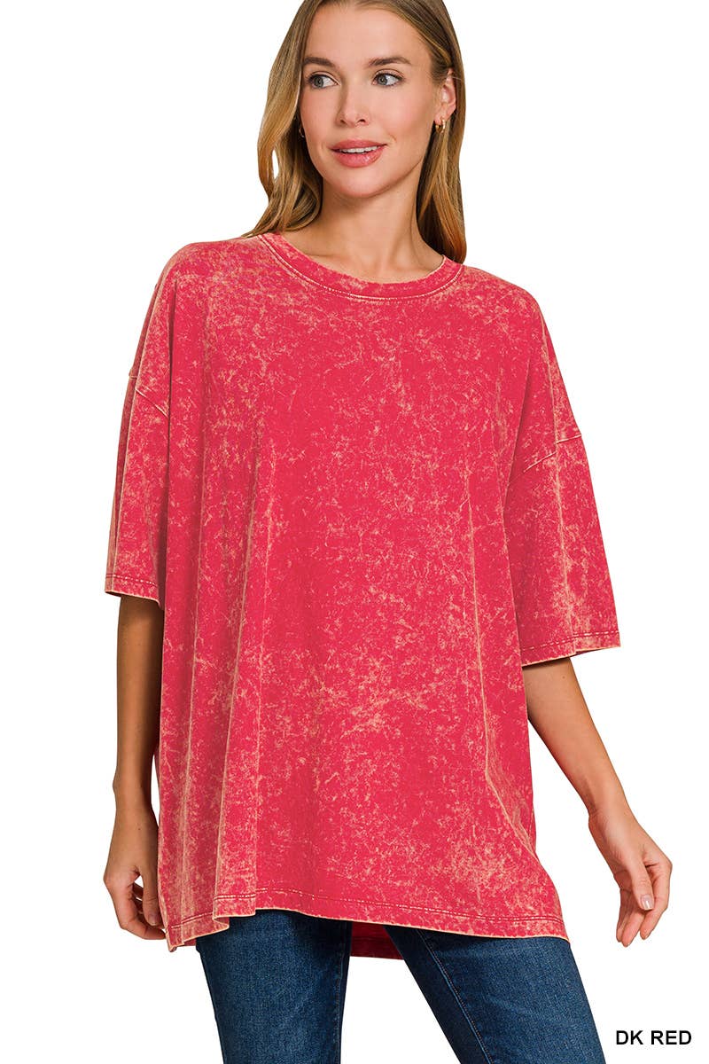 Acid Wash Oversized Cotton Tee - Zenana