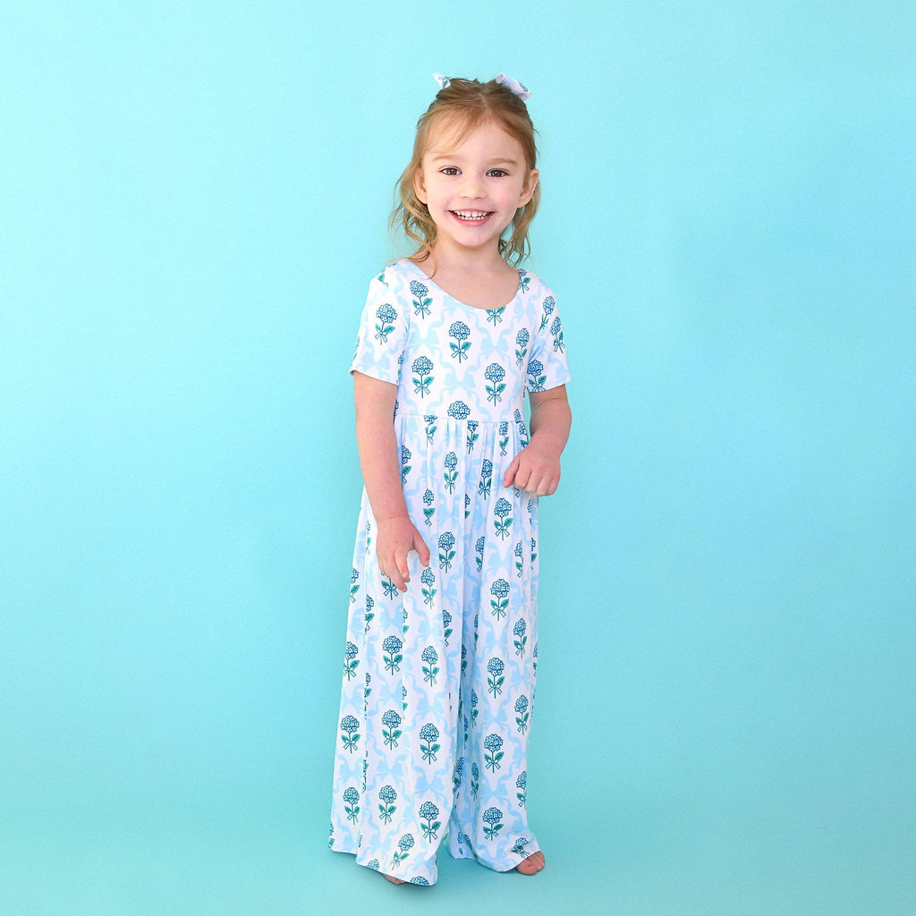 Savannah WIDE LEG ROMPER Bamboo Floral Kids Clothing Outfit