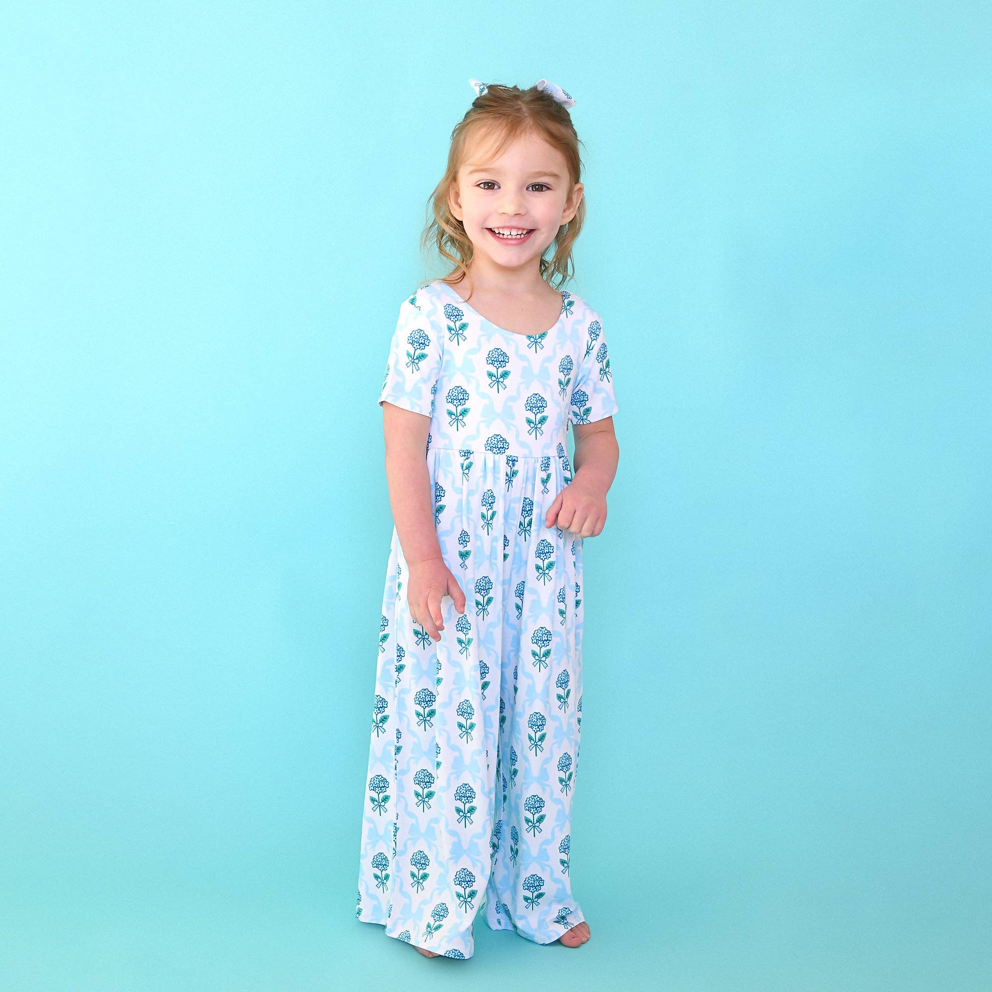 Savannah WIDE LEG ROMPER Bamboo Floral Kids Clothing Outfit
