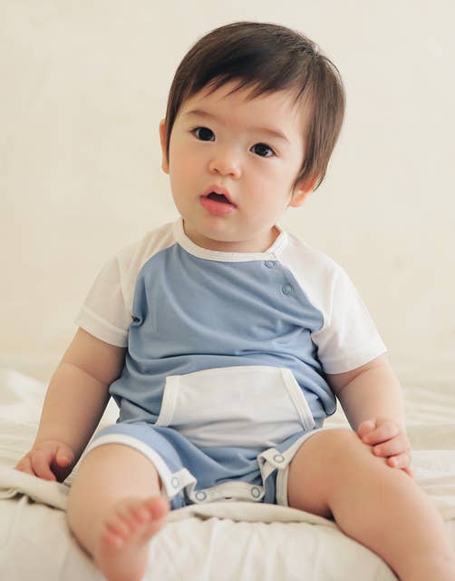 Bamboo Smile Blue Baby Romper