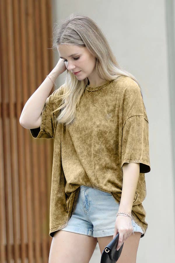 Washed Cotton Oversized Tee Zenana