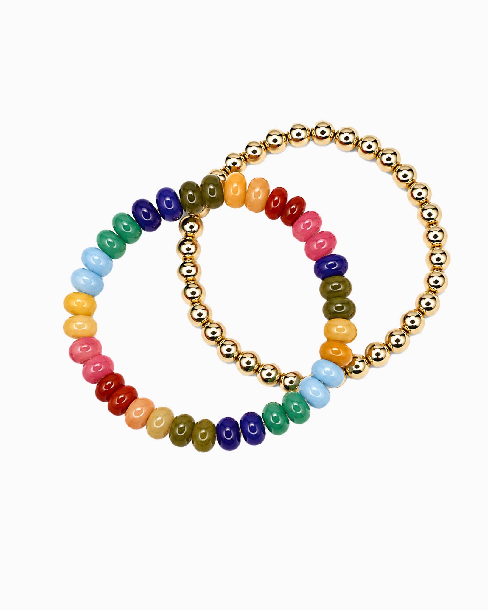 2 Layered Semi-Precious Beaded Bracelet Set