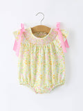 Spring Floral Smocked Baby Girl Romper