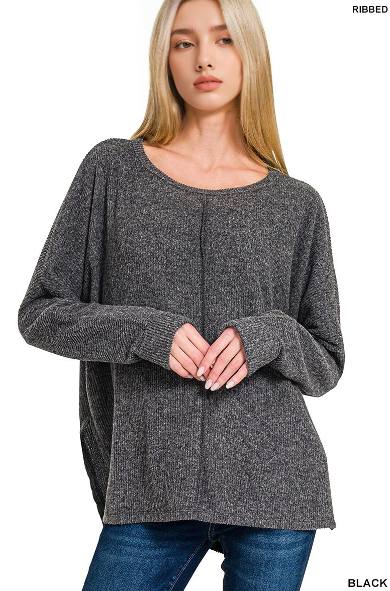 Brushed Melange Hacci Dolman Sleeve Sweater
