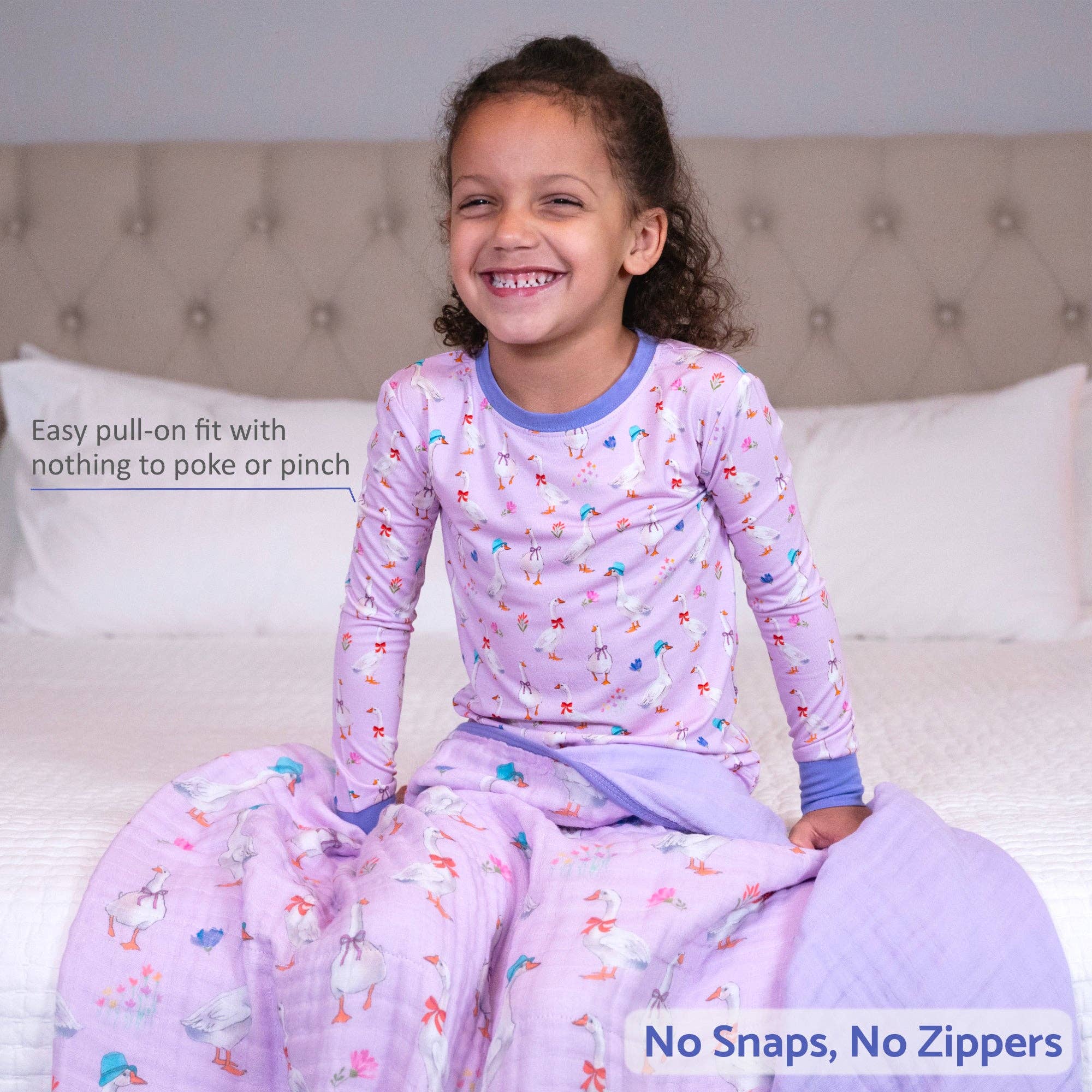 Kids 2-Piece Bamboo Pajama Long Sleeve Set Goose Parade
