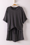 Ribbed Knit Comfy Top & Shorts Set