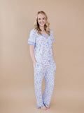 Bamboo Women's Pajamas| Blue Flowers