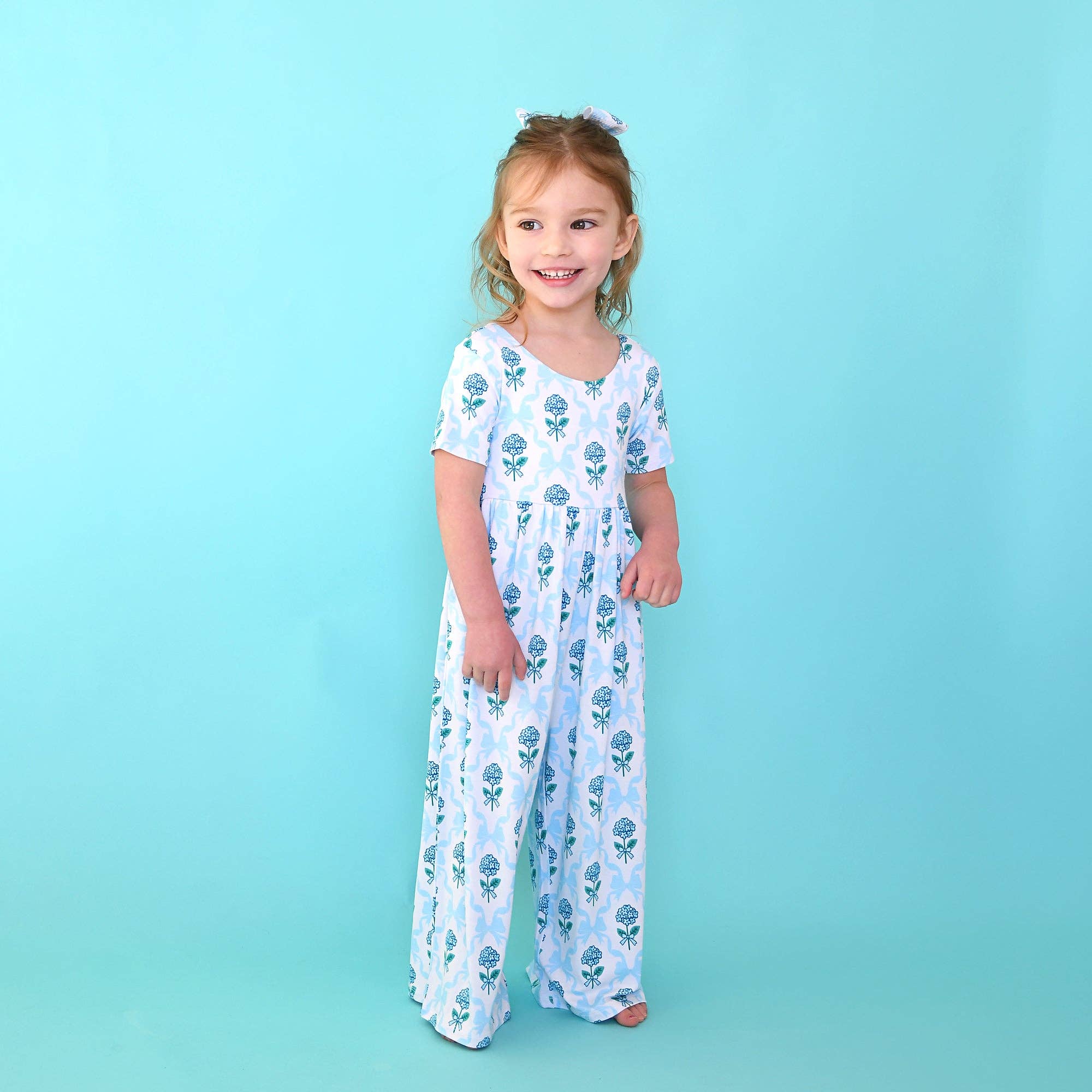 Savannah WIDE LEG ROMPER Bamboo Floral Kids Clothing Outfit