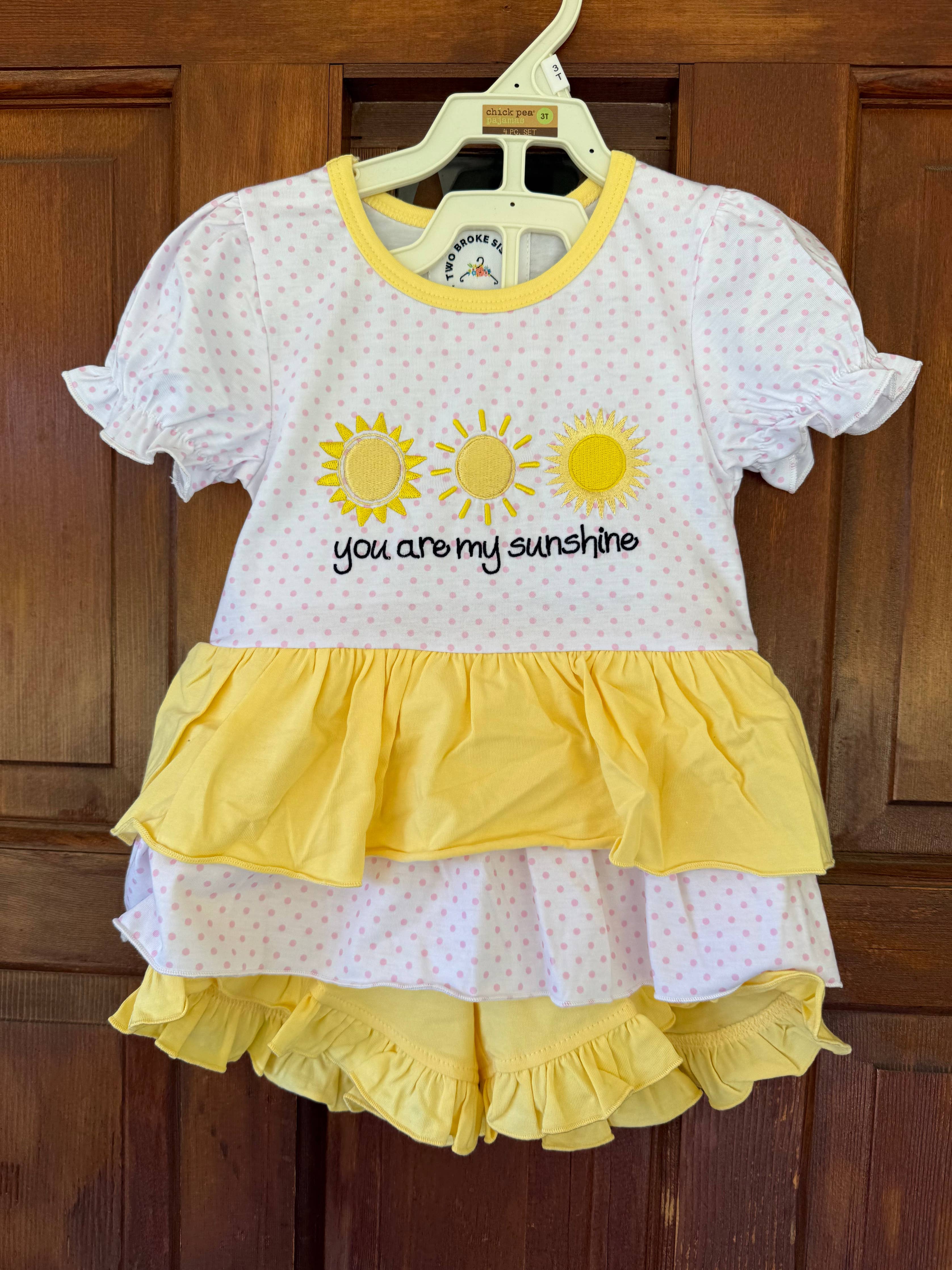 Pale Yellow & Light Blue "You are my sunshine" Short Sets