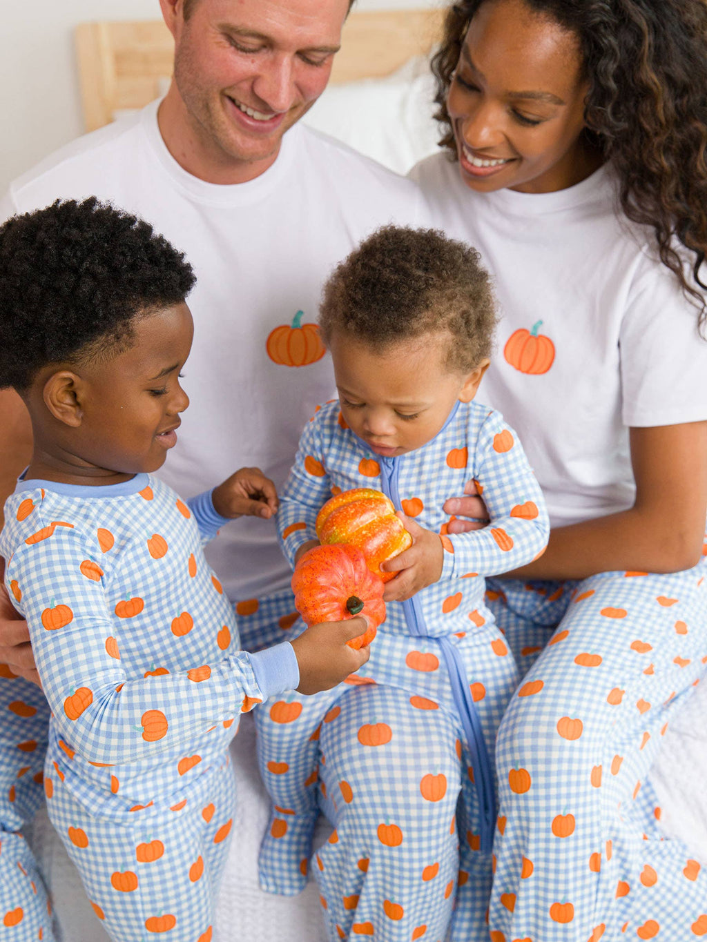 SoftSnooze™ Kids Bamboo Viscose Pumpkin Patch Gingham Long Sleeve Pajama Set