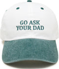 Cotton 2-Tone Baseball Cap - Go Ask Your Dad - Green/Natural