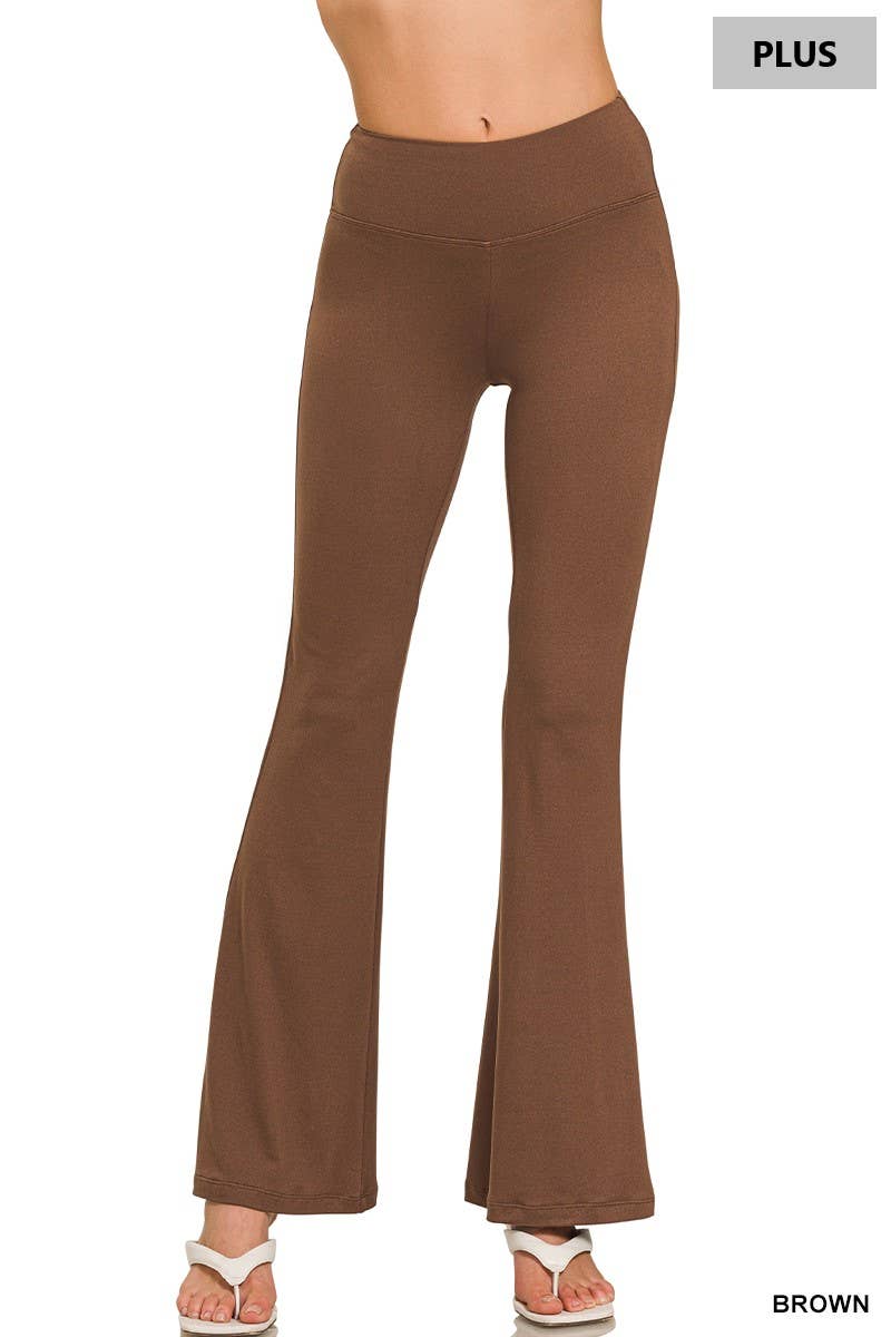 Plus Buttery Soft Flare Leg High Waist Yoga Pants Zenana