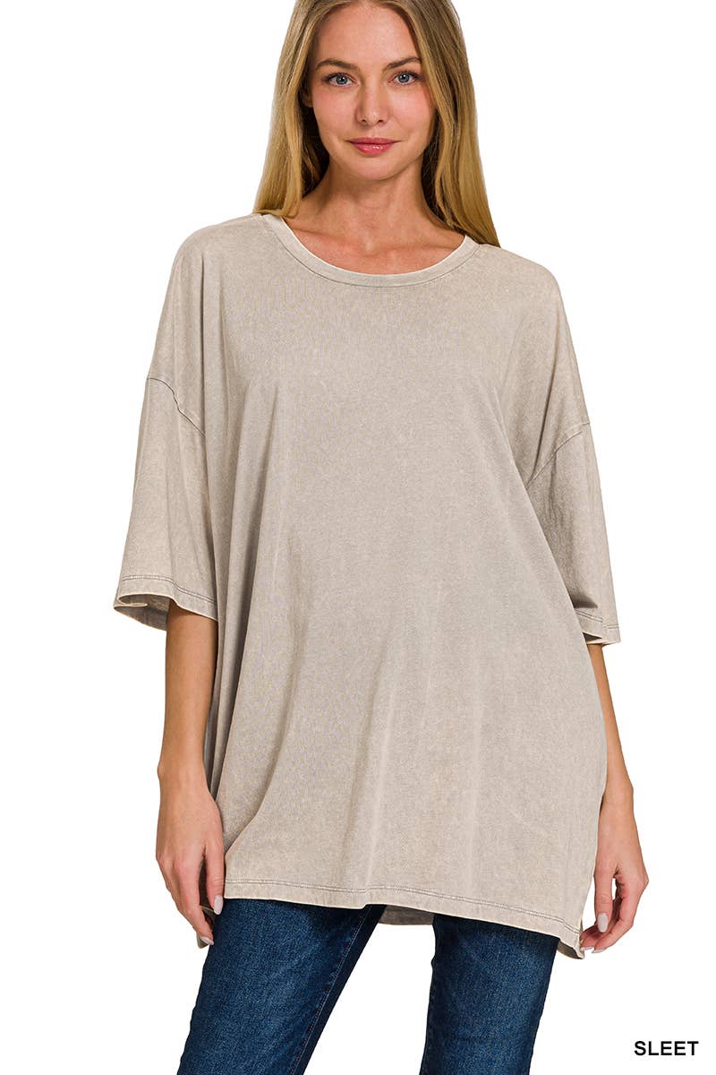 Acid Wash Oversized Cotton Tee - Zenana