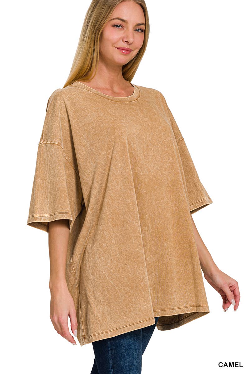Washed Cotton Oversized Tee Zenana